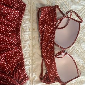 Red and white polka dot 2 piece swim
